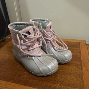 Sperry Kids Pink and Gray Rain Boots